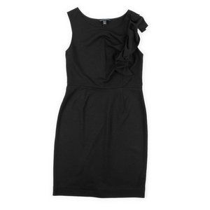 BANANA REPUBLIC black sleeveless ruffle shoulder stretch shift dress size 4